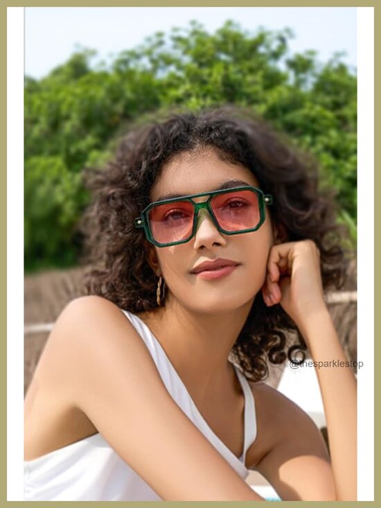 Retro Square 70s Flat Aviator Sunglasses UV400 Protection main image 5